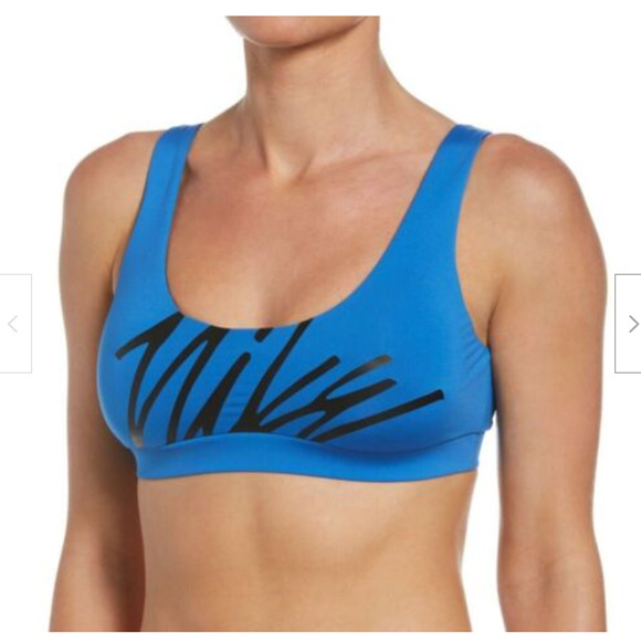 Nike Women's Multi Logo Scoop Neck Bikini Top retails $46 size M - Picture 1 of 7
